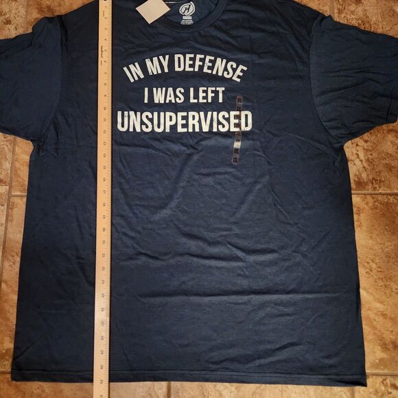 Humor Graphic Tee • Men’s 2XL • “In My Defense” Quote • Dark Blue • New - Picture 4 of 5